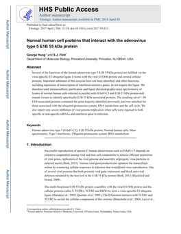 Normal Human Cell Proteins That Interact with the Adenovirus Type 5 E1B 55 Kda Protein