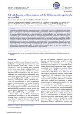 Cell Wall Chemistry and Tissue Structure Underlie Shifts in Material Properties of a Perennial Kelp Samuel Starko A,B, Shawn D