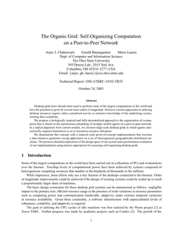 The Organic Grid: Self-Organizing Computation on a Peer-To-Peer Network