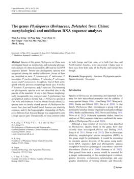 The Genus Phylloporus (Boletaceae, Boletales) from China: Morphological and Multilocus DNA Sequence Analyses