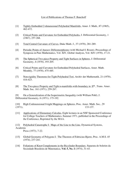 [1] Tightly Embedded 2-Dimensional Polyhedral Manifolds, Amer. J. Math., 87 (1965), 462-472