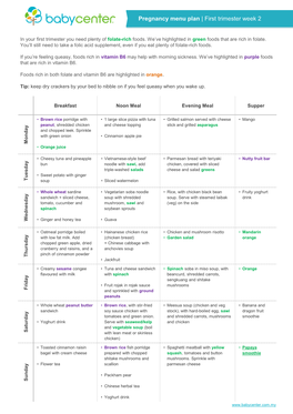 Pregnancy Menu Plan | First Trimester Week 2