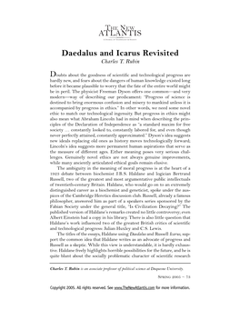 Daedalus and Icarus Revisited Charles T