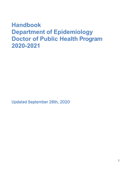 Handbook Department of Epidemiology Doctor of Public Health Program 2020-2021