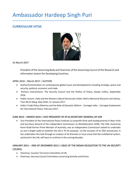 Ambassador Hardeep Singh Puri