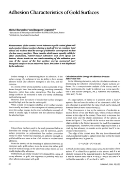 Adhesion Characteristics of Gold Surfaces