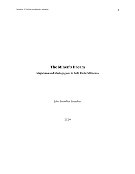 The Miner's Dream: Magicians and Mystagogues in Gold