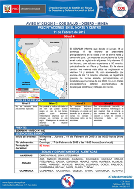 PRECIPITACIONES EN EL NORTE Y CENTRO 11 De Febrero De 2019 Nivel 4