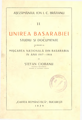 UNIREA BASARABIEI STUDIU Si DOCUMENTE