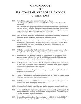 Chronology of U.S. Coast Guard Polar and Ice Operations