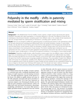 View, the Storage of Sperm in a Stratified Pattern by Medfly Females May Initially Favour the Fresher Ejaculate from the Second Male