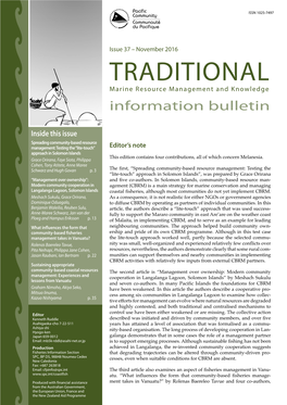 TRADITIONAL Marine Resource Management and Knowledge Information Bulletin