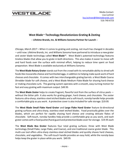 West Bladetm Technology Revolutionizes Grating & Zesting