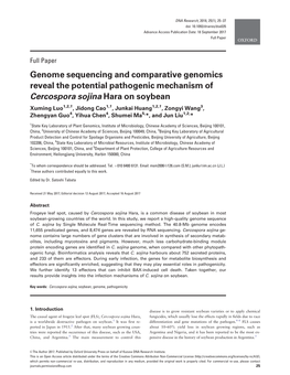 Genome Sequencing and Comparative Genomics Reveal the Potential