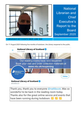 National Librarian's Report, September 2020 (PDF)