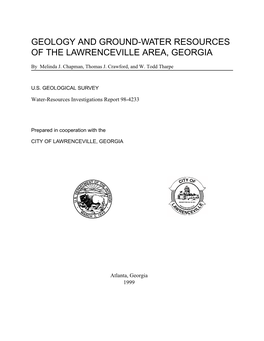 Geology and Ground-Water Resources of the Lawrenceville Area, Georgia