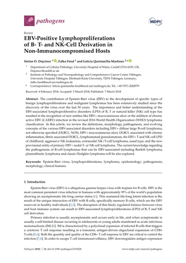 EBV-Positive Lymphoproliferations of B- T- and NK-Cell Derivation in Non-Immunocompromised Hosts