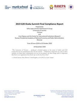 2019 G20 Osaka Summit Final Compliance Report