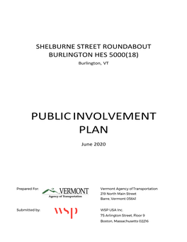 Shelburne Street Roundabout Public Involvement Plan 2020