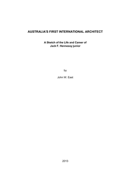 Australia's First International Architect