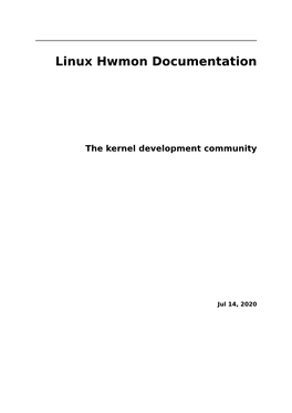 Linux Hwmon Documentation