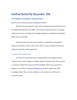 Unified Butterfly Recorder: Ios Testflight Prototype Testing Setup