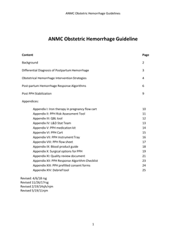 ANMC Obstetric Hemorrhage Guidelines