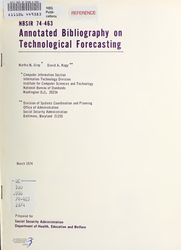 Annotated Bibliography on Technological Forecasting