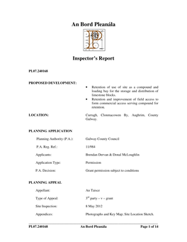 Inspectors Report