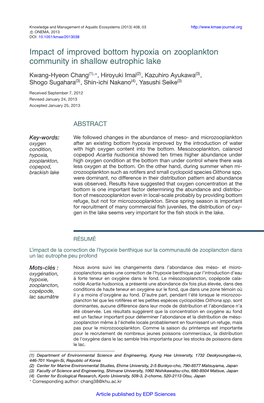 Impact of Improved Bottom Hypoxia on Zooplankton Community in Shallow Eutrophic Lake