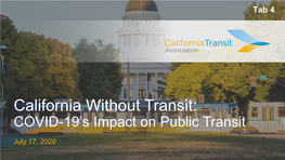 California Without Transit: COVID-19’S Impact on Public Transit