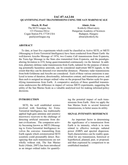 Quantifying Past Transmissions Using the San Marino Scale