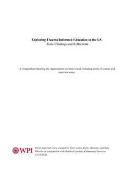 Exploring Trauma-Informed Education in the US: ​ Initial Findings and Reflections