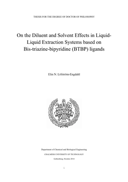 Liquid Extraction Systems Based on Bis-Triazine-Bipyridine (BTBP) Ligands