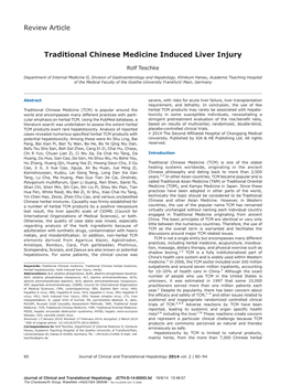 Traditional Chinese Medicine Induced Liver Injury