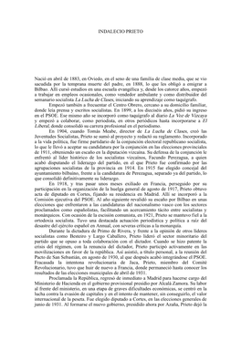 INDALECIO PRIETO Nació En Abril De 1883, En Oviedo, En El Seno De