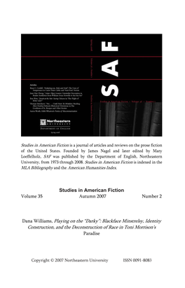 Blackface Minstrelsy, Identity Construction, and the Deconstruction of Race in Toni Morrison’S Paradise