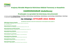 HARMONOGRAM Dodatkowy Na Miesiąc: STYCZEŃ 2021 ROKU