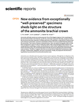 Specimens Sheds Light on the Structure of the Ammonite Brachial Crown C