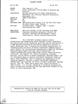 DOCUMENT RESUME ED 310 299 CG 021 875 AUTHOR Fine