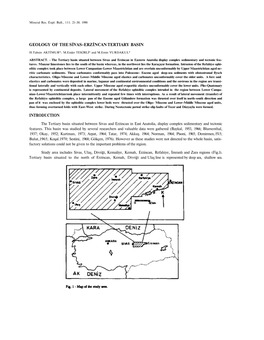 Geology of the Sivas-Erzincan Tertiary Basin