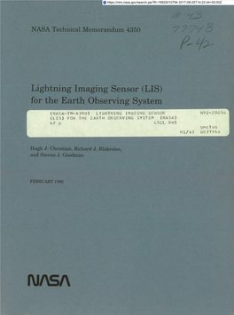 Lightning Imaging Sensor (Lis) for the Earth Observing System (Eos)