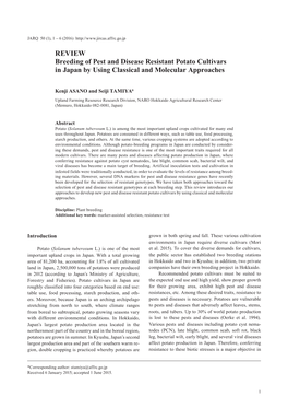 REVIEW Breeding of Pest and Disease Resistant Potato Cultivars in Japan by Using Classical and Molecular Approaches