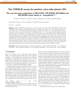 The CORALIE Survey for Southern Extra-Solar Planets VIII