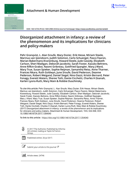 Disorganized Attachment in Infancy: a Review of the Phenomenon and Its Implications for Clinicians and Policy-Makers