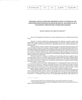 Neogene and Quaternary Sedimentation Patterns in the Northvtestern Hyblean Plateau (Se Sicily): the Effects of a Collisional Process on a Foreland Margin