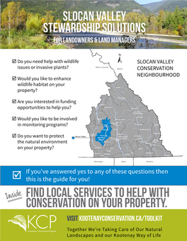 Slocan Valley Stewardship Solutions for Landowners & Land Managers PHOTO: MARC-ANDRE BEAUCHER MARC-ANDRE PHOTO