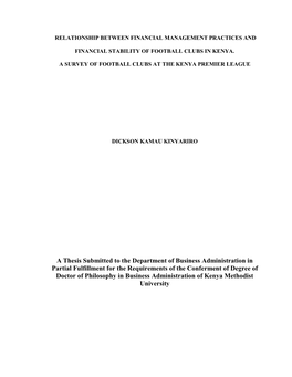 A Thesis Submitted to the Department of Business Administration in Partial