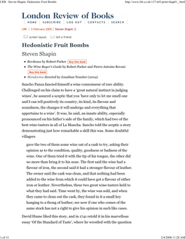 LRB · Steven Shapin: Hedonistic Fruit Bombs