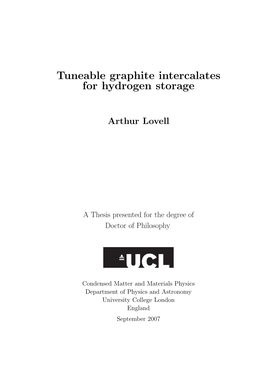 Tuneable Graphite Intercalates for Hydrogen Storage